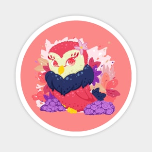The little red lady owl with pattern- for Men or Women Kids Boys Girls love owl Magnet